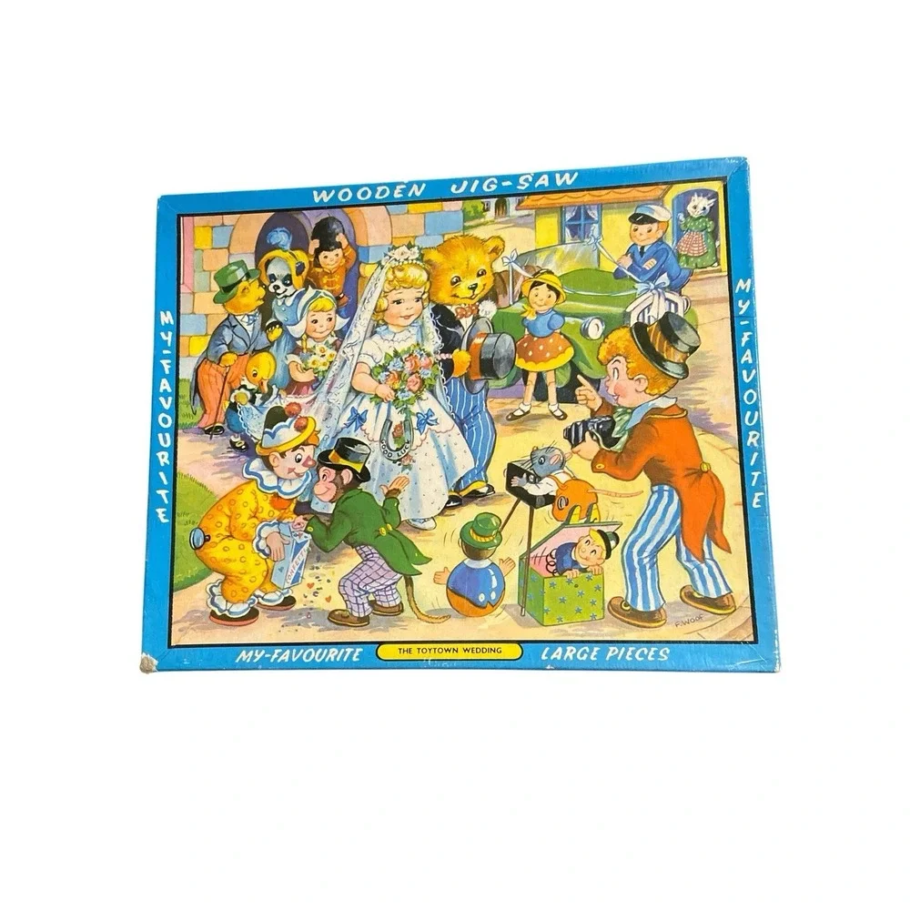Vintage Tower Press The Toytown Wedding Wooden Jigsaw Puzzle Complete UK